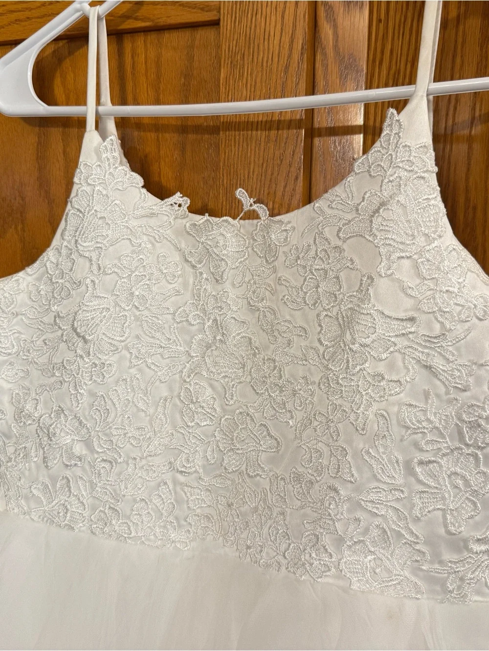 Girls White Lace Bodice Tulle Dress